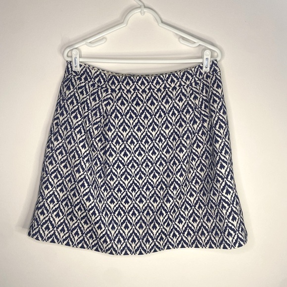 J. Crew Dresses & Skirts - J Crew Ikat Blue and White Pleated Skirt With Pockets Size 10 Office Preppy